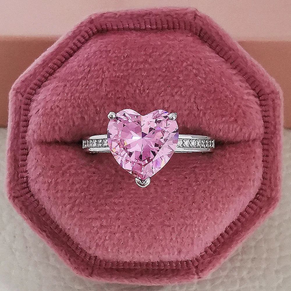 Lyn Heart Sterling Silver Ring- Pink