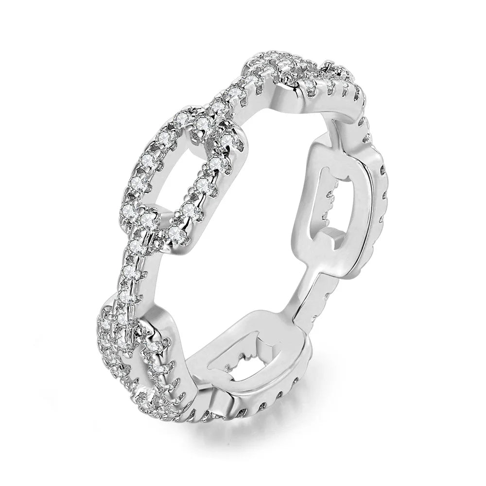 Anna Pave Link Chain Ring