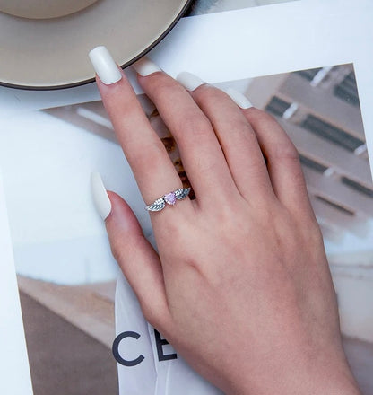 Pink Angel Heart Ring