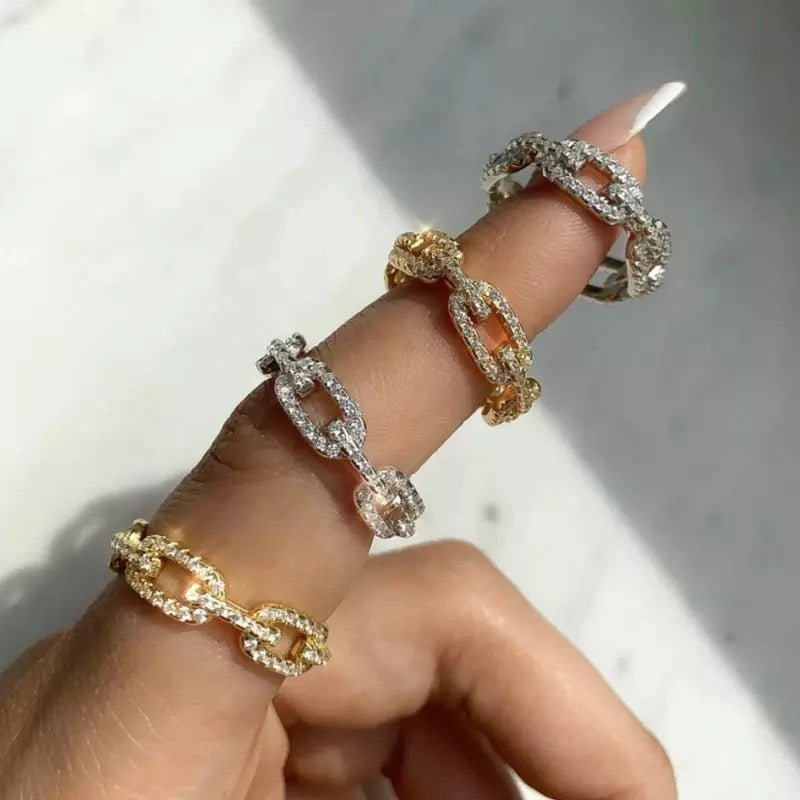 Anna Pave Link Chain Ring