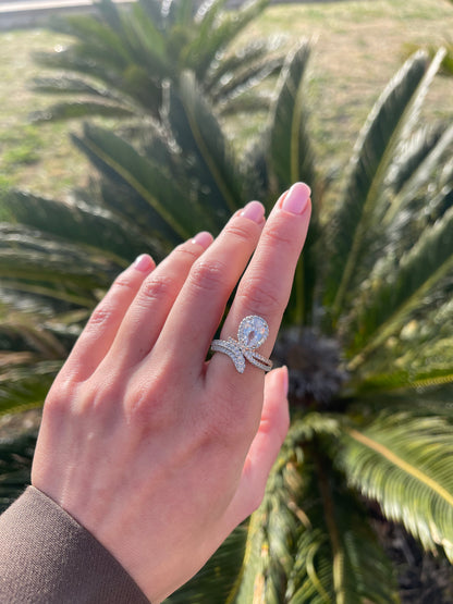 Snake Pear Cut Sterling Silver Ring