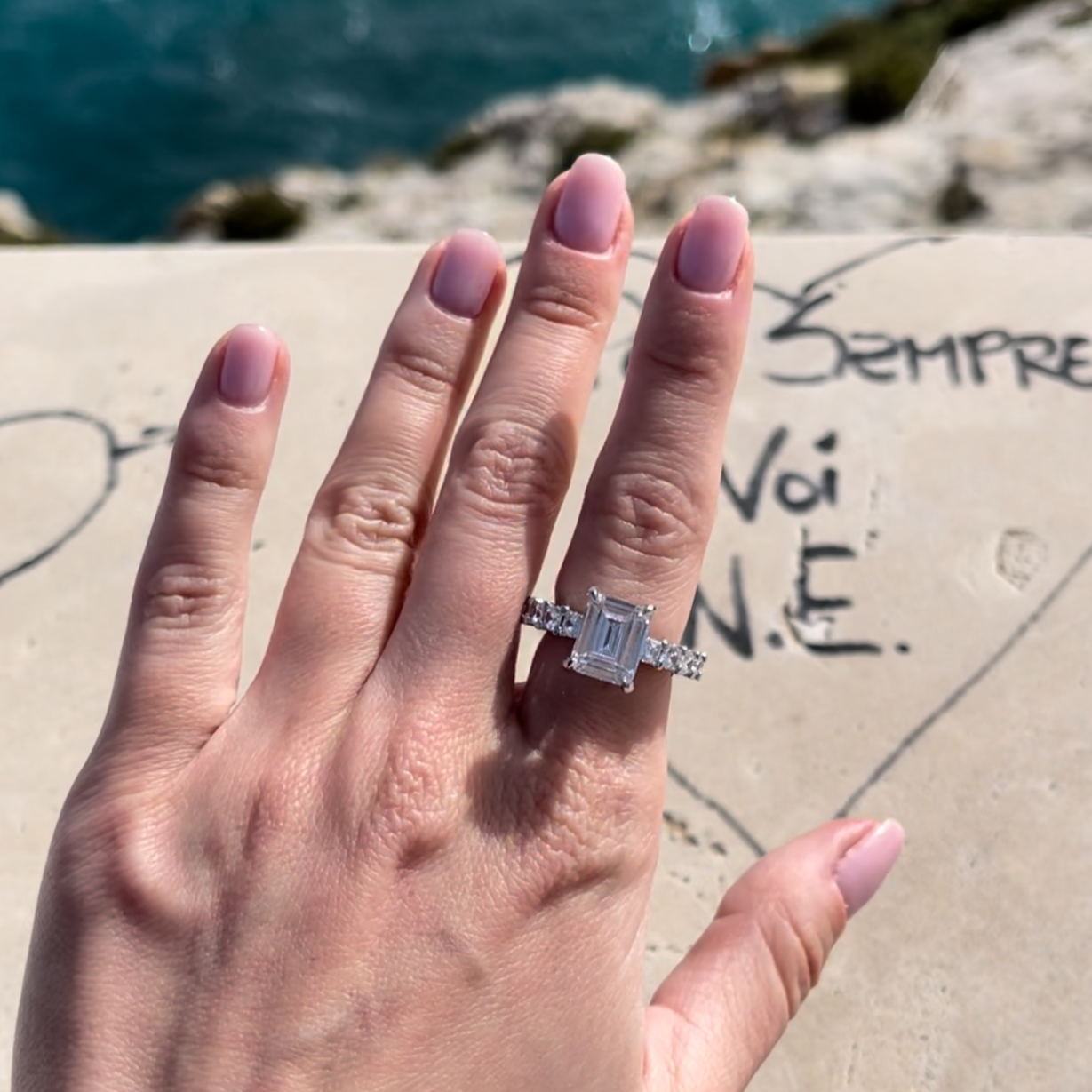 Cecilia Radiant Cut Sterling Silver Ring