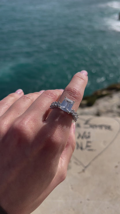 Cecilia Radiant Cut Sterling Silver Ring